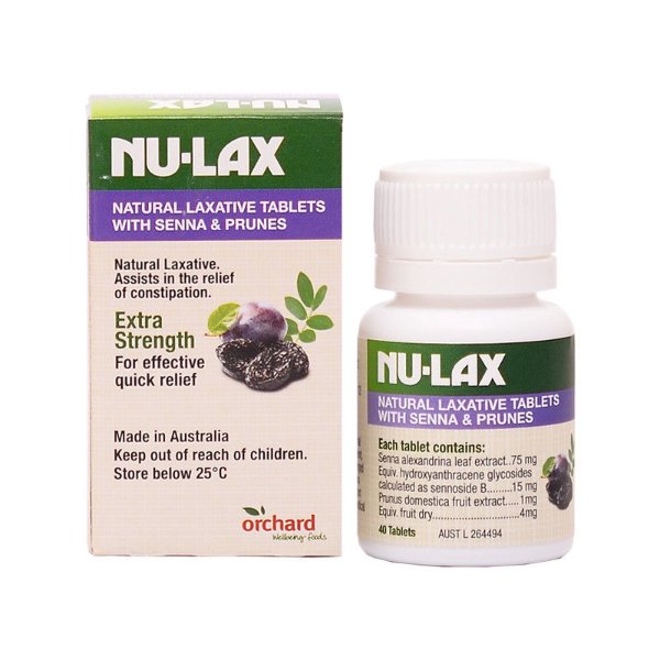 *NEW*Nulax Natural Laxative Tablets with Senna and Prunes 40 Tablets