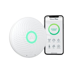 Airthings Wave Plus Smart Battery Operated Indoor Air Quality Monitor
