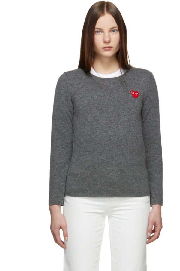 Grey Heart Patch Sweater