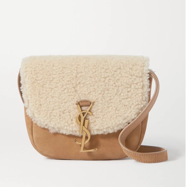 Kate mini suede and shearling shoulder bag