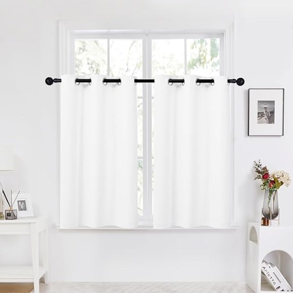 Deconovo Grommet Top Thermal Insulated Room Darkening Window Curtain Panels for Bedroom,(34x45 Inch, White, 2 Panels)
