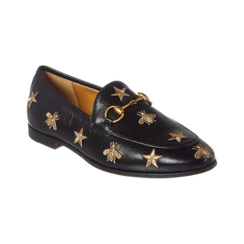 GucciJordaan Bees & Stars Embroidered Leather Loafer