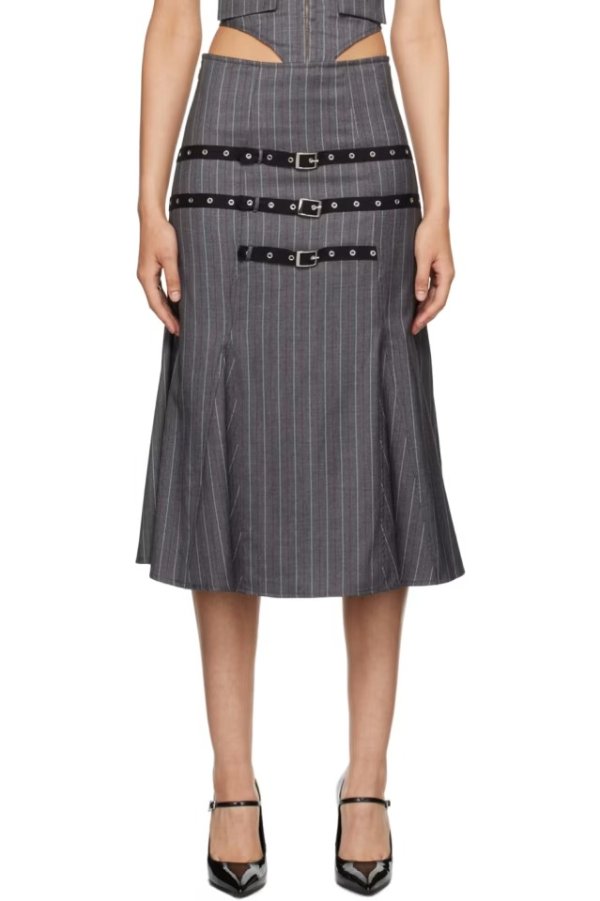 Gray Gaudi Midi Skirt