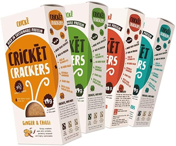 Cricke, High in Protein Crackers - Mixed Flavours Bundle (Pack of 4 x 85g) - Healthy Snacks with Cricket Flour Protein Powder - All Natural Edible Insects - High in Vitamin b12 Superfood Snack