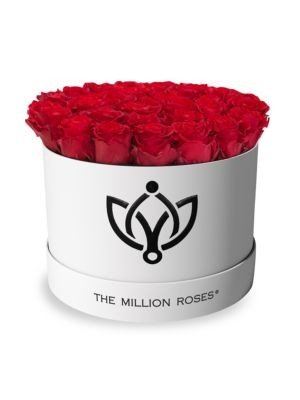 - Premium Box Collection Roses in White Round Box