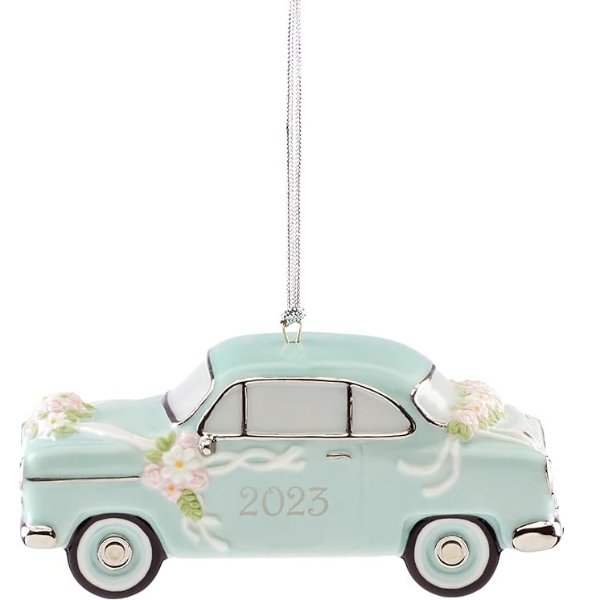 2023 Just Married Vintage Car Ornament, 3.06, Multi