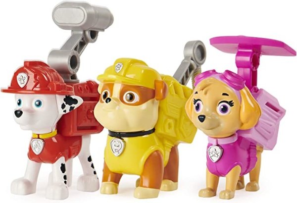 Action Pack Pups Marshall, Skye and Rubble 3-Pack of Collectible Figures with Sounds and Phrases
