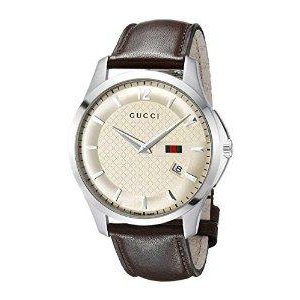 Gucci Men's YA126303 Gucci Timeless Ivory Diamond Pattern Dial Watch