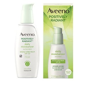 Aveeno$5 off $30Aveeno Positively Radiant Daily Facial Moisturizer with Total Soy Complex and Broad Spectrum SPF 30 Sunscreen, Oil-Free and Non-Comedogenic, 2.5 fl. oz