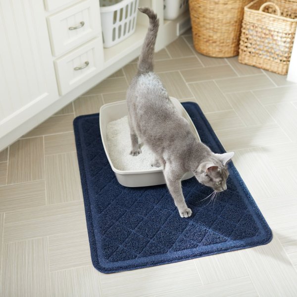 FRISCO Quilted Cat Litter Mat, Large, Navy - Chewy.com