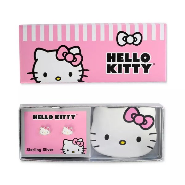 Hello Kitty 陶瓷盘+耳钉