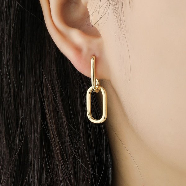 2.5US $ 60% OFF|Genuine 925 Sterling Silver Geometric Oval Simple Metal Style Detachable Earrings - Drop Earrings - AliExpress