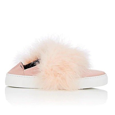 Max Feather-Embellished Satin Sneakers Max Feather-Embellished Satin Sneakers