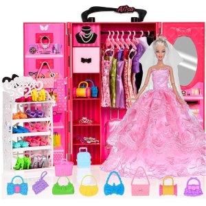 ebuddy Fashion 11.5 Inch Girl Doll Dream Closet Wardrobe with Clothes and Accessories Lot 56 Items