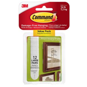 Command Picture & Frame Hanging Strips Value Pack, Large, White, 12-Pairs (17206-12ES)