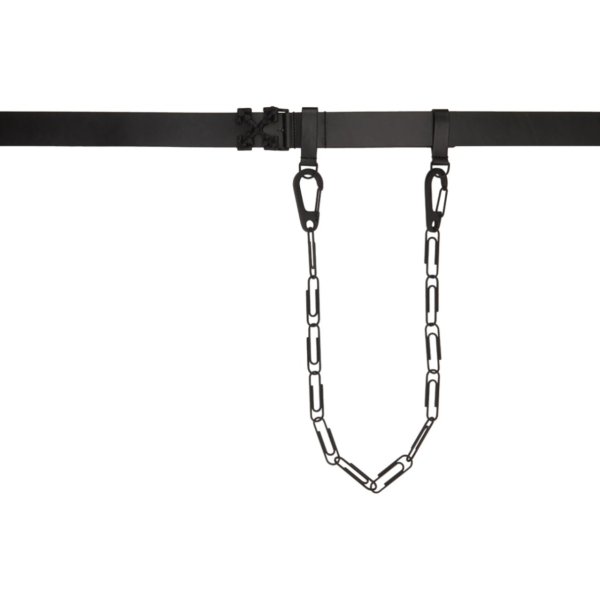 Black Paperclip Chain Logo Belt