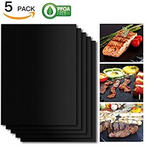 Amazon.com: SHINE HAI Grill Mat Set of 5, 100% Non-Stick BBQ Grill & Baking Mats, FDA-Approved, PFOA Free, Reusable and Easy to Clean, BBQ Accessories for Gas, Charcoal, Electric Grill and More- 15.75 x 13 Inch: Patio, Lawn & Garden