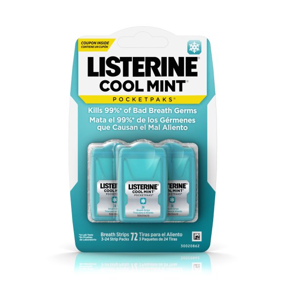 Cool Mint Pocketpaks Breath Strips, 24-Strip Pack, 3 Pack