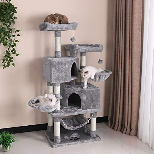 BEWISHOME Multi-Level Cat Tree Condo with Sisal Scratching Posts