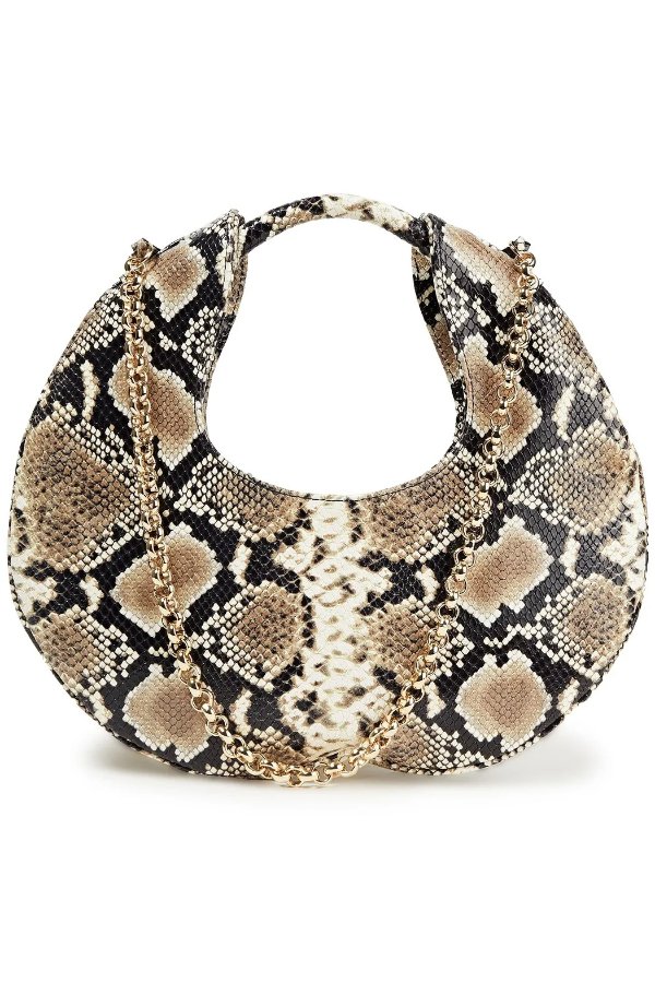 Lune snake-effect leather shoulder bag