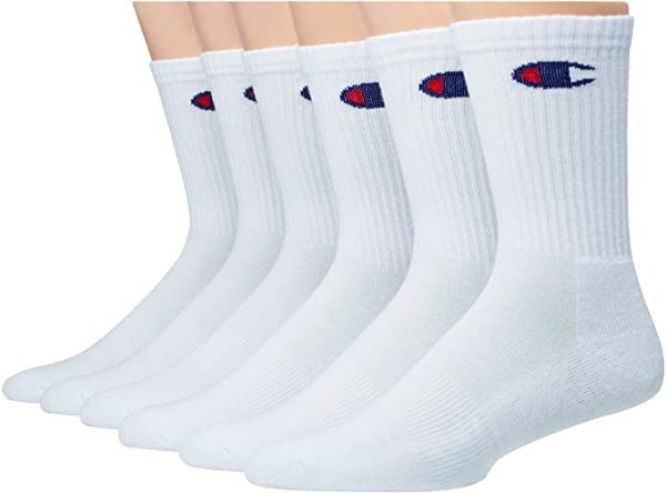 Amazon官网 Champion 男款运动袜 6双装白色款
