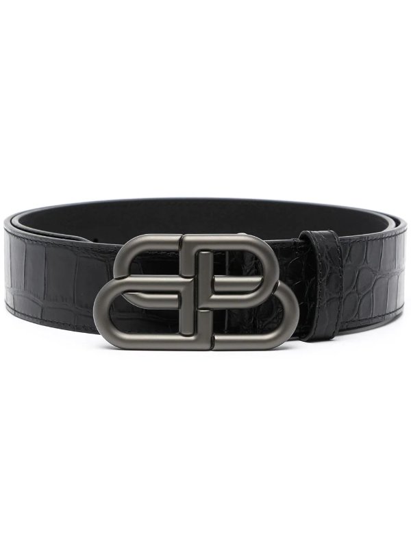 BB logo-buckle belt