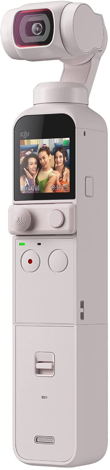 Pocket 2 Exclusive Combo (Sunset White) - Pocket-Sized Vlogging Camera, 3-Axis Motorized Gimbal, 4K Video Recorder, 64MP Photo, ActiveTrack 3.0, YouTube TikTok Video, for Android and iPhone