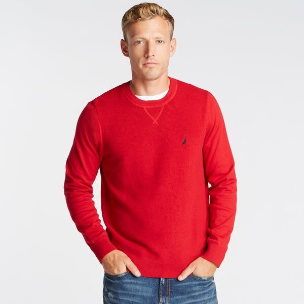 CREWNECK RIBBED FRONT SWEATER