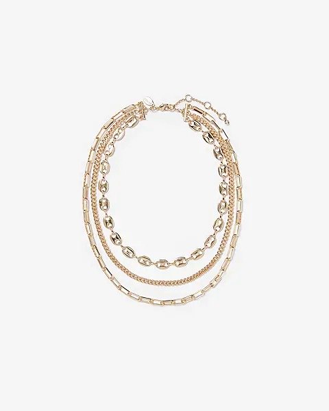 Three Row Layered Chain Necklace