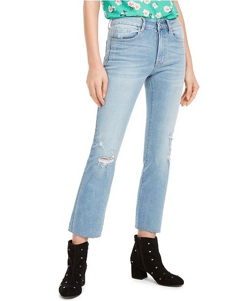 Distressed Cropped Mid-Rise Jeans