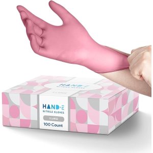 Hand-E Touch Pink Nitrile Disposable Gloves