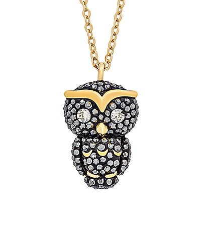 Crystal Owl 23K Plated Pendant Necklace