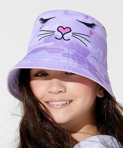 OMG Accessories Lavender Camo Miss Bella Kitty Bucket Hat