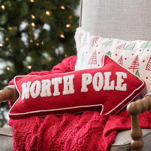 North Pole Arrow Christmas Pillow
