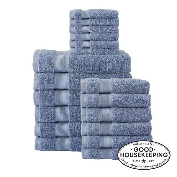 18-Piece Hygrocotton Towel Set in Washed Denim