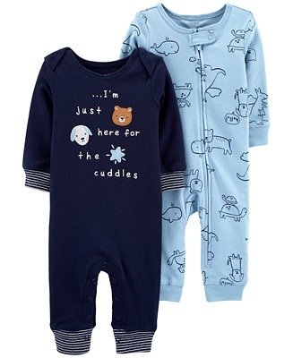 Baby Boys 2-Pack Printed Cotton Coveralls