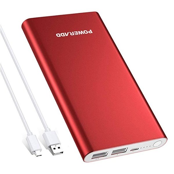 Pilot 2GS 10000mAh Portable Charger, Dual USB Ports Power Bank 3.4A High-Speed Charge Compatible for iPhone Xs, XR,X, 8, 7 Plus, iPad, Samsung Galaxy and More - Red