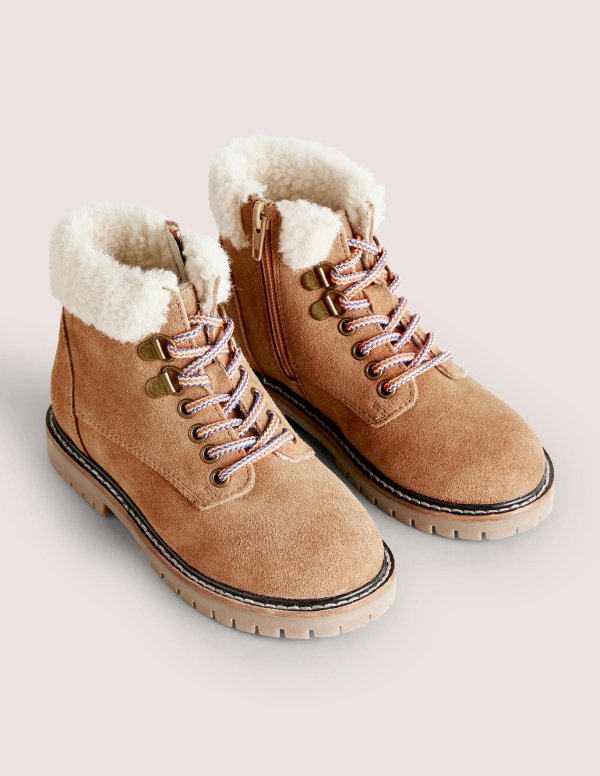 Cosy Lace Up Boots - Tan | Boden US