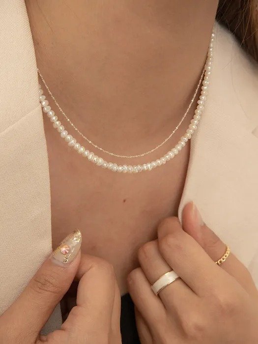 (SET) And Pearl Necklace+Twinkle Chain Necklace