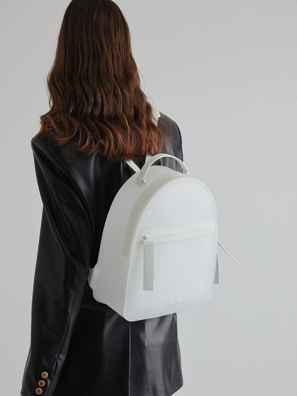 White Front Zip Backpack | CHARLES &amp; KEITH