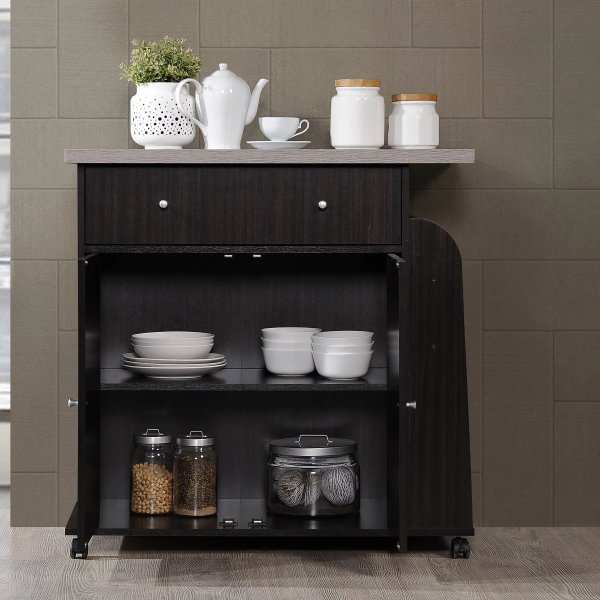 Kitchen Cart with Spice Rack & Towel Rack, Chocolate