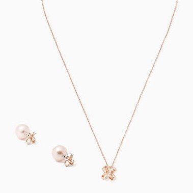 it's a tie bow reversible earrings and mini pendant bundle in rose gold