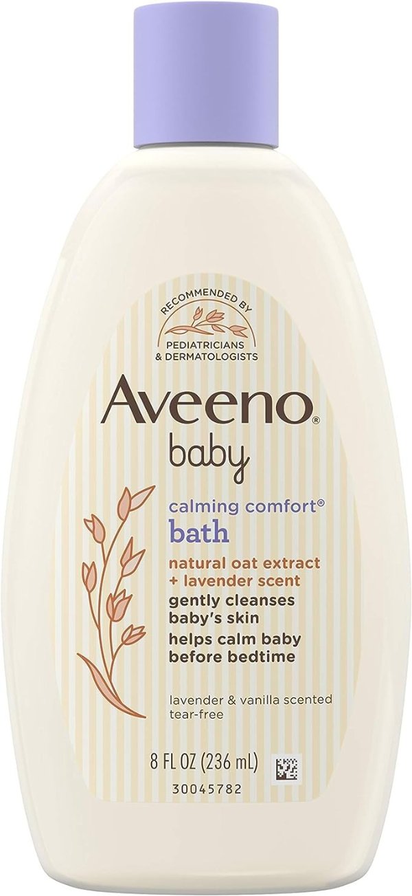 Baby Calming Comfort Bath & Wash with Relaxing Lavender & Vanilla Scents & Natural Oat Extract, Hypoallergenic & Tear-Free Formula, Paraben-, Phthalate- & Soap-Free, 8 fl. Oz
