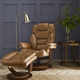 Faringdon Leather Euro Chair & Ottoman