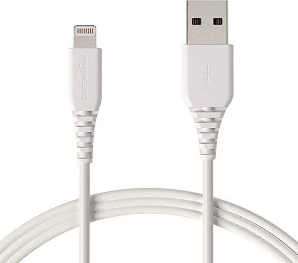 MFi-Certified Lightning to USB A Cable for Apple iPhone and iPad - 6 Feet (1.8 Meters) - 2 -Pack - White