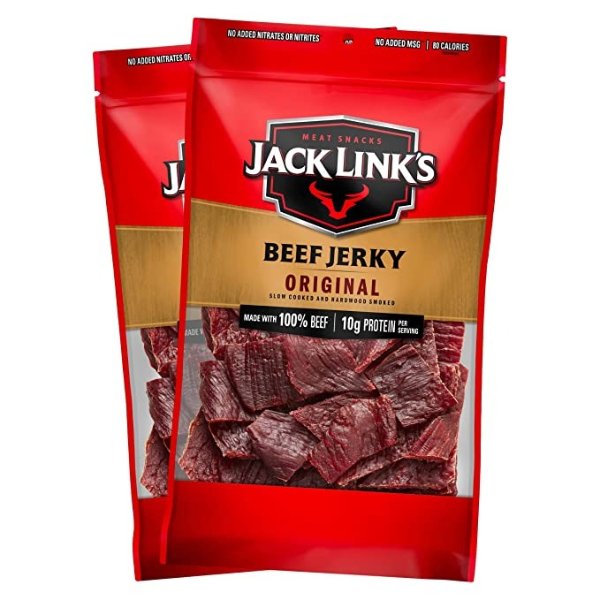 Jack Link’s Beef Jerky, Original, (2) 9 Oz Bags – Great Everyday Snack, 10g of Protein and 80 Calories, Made with 100% Premium Beef - 96% Fat Free, No Added MSG (Packaging May Vary)