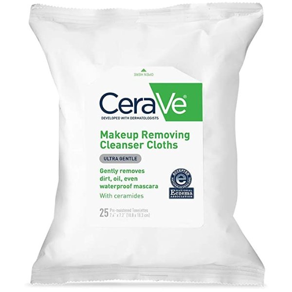 Makeup Removing Cleanser Cloths | Makeup Wipes to Remove Dirt, Oil, & Waterproof Eye & Face Makeup | Fragrance Free | 25 Count