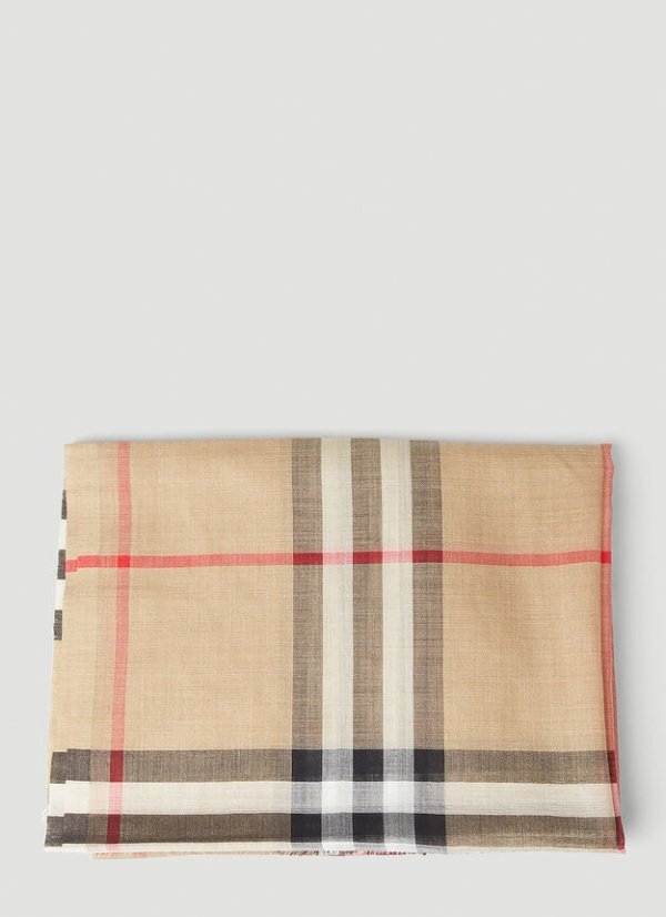 Oversized Check Scarf in Beige
