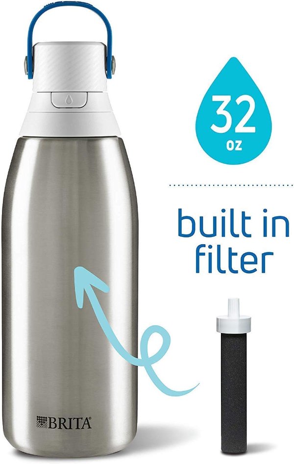 Stainless Steel Insulated Water Bottle with Filter, 32 oz