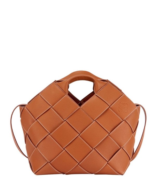 Woven Leather Basket Bag